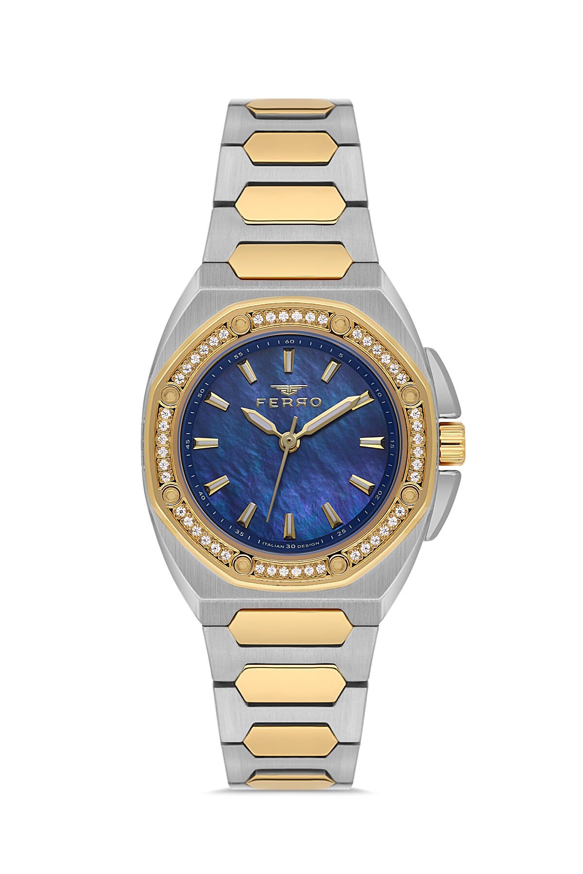 Ferro Sarı ve Gümüş Çelik Kordon Kadın Kol Saati FL43026A-D3 3ATM Su Geçirmez 2 Yıl Garantili