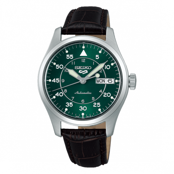 Seiko 5 SRPJ89K1 Otomatik Deri Kahverengi Yeşil Kadran 10 ATM 36 mm Erkek Kol Saati