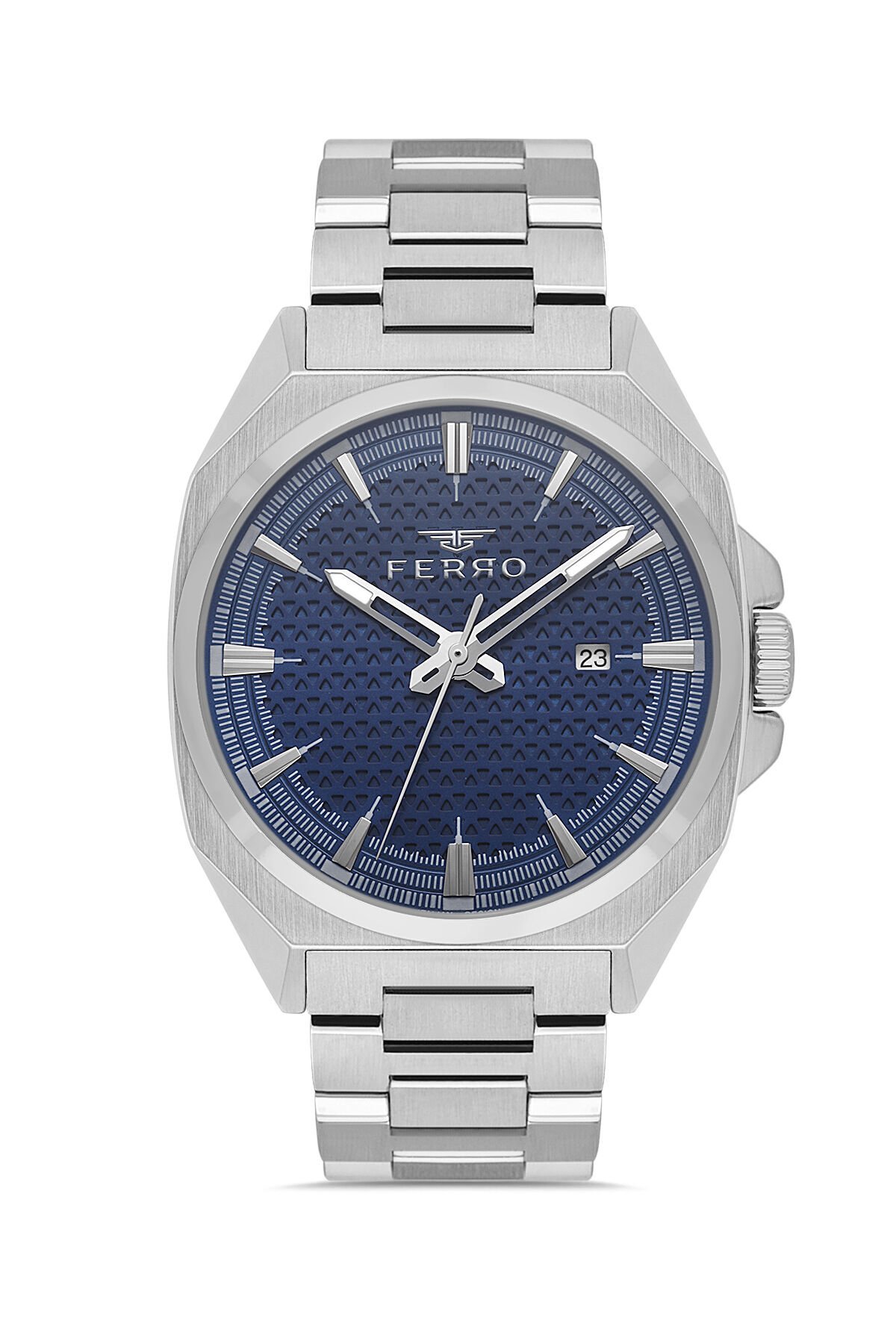 Ferro Gümüş Çelik Kordon Erkek Kol Saati FM43025A-A3 Tüm Fonksiyonlar Aktif 3ATM Su Geçirmez