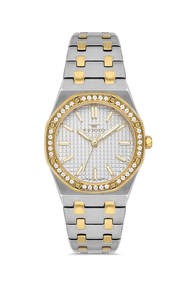 Ferro FL43029A-D Quartz Çelik Altın/Gri 33 mm Kadın Kol Saati