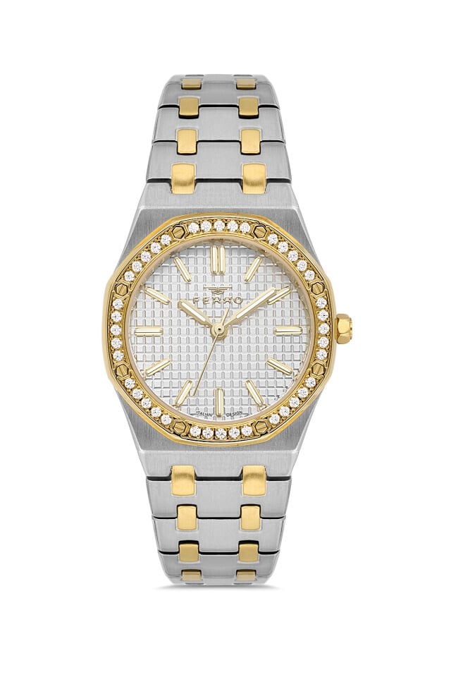 Ferro FL43029A-D Quartz Çelik Altın/Gri 33 mm Kadın Kol Saati