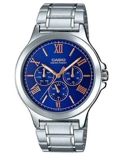 Casio MTP-V300D-2AUDF Quartz Çelik Gri Lacivert Kadran 42 mm Erkek Kol Saati