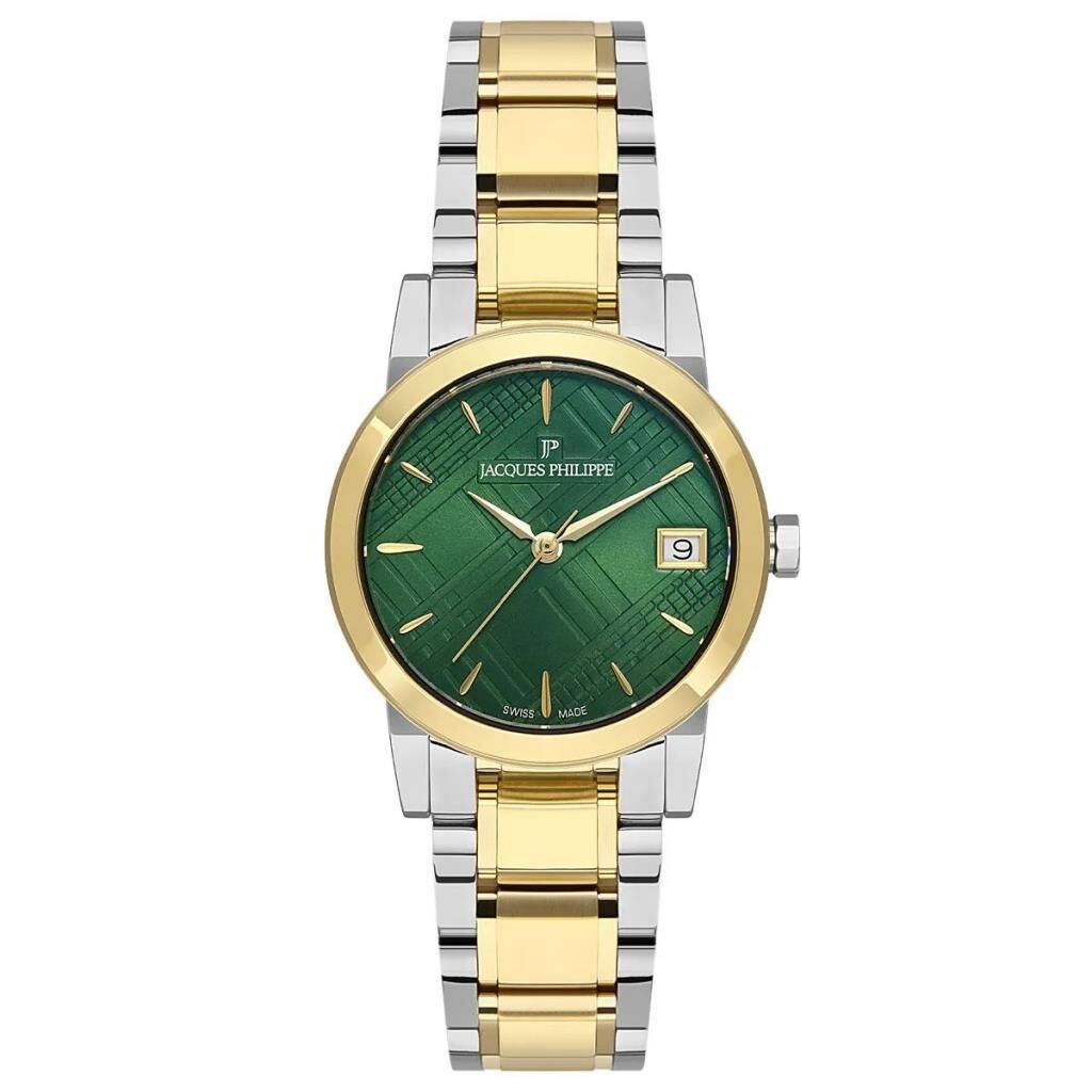 Jacques Philippe JPQLS3173X8 Quartz Çelik Altın/Gri Yeşil Kadran Safir Cam 30 mm Kadın Kol Saati