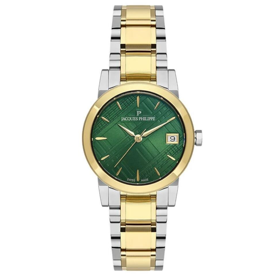 Jacques Philippe JPQLS3173X8 Quartz Çelik Altın/Gri Yeşil Kadran Safir Cam 30 mm Kadın Kol Saati