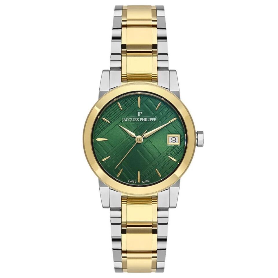 Jacques Philippe JPQLS3173X8 Quartz Çelik Altın/Gri Yeşil Kadran Safir Cam 30 mm Kadın Kol Saati
