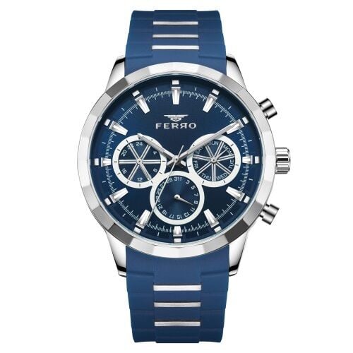 Ferro Lacivert Silikon Kordon Erkek Kol Saati FM31360D-L3 Fonksiyonları Aktif 3 ATM Su Geçirmez