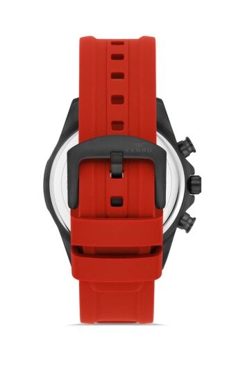 Ferro Kırmızı Silikon Kordon Erkek Kol Saati FM31361D-ZK Tüm Fonksiyonları Aktif 3 ATM Su Geçirmez