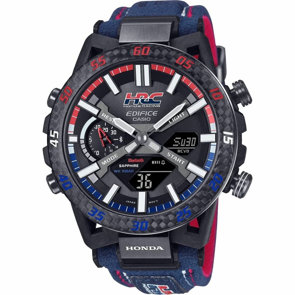 Casio ECB-2000HR-1ADR Edifice Quartz Analog/Dijital Silikon Lacivert 10 ATM 49 mm Erkek Kol Saati