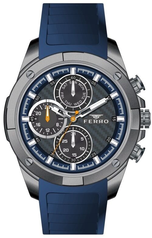 Ferro Lacivert Silikon Kordon Erkek Kol Saati FM31361D-ZD4 Fonksiyonları Aktif 3 ATM Su Geçirmez