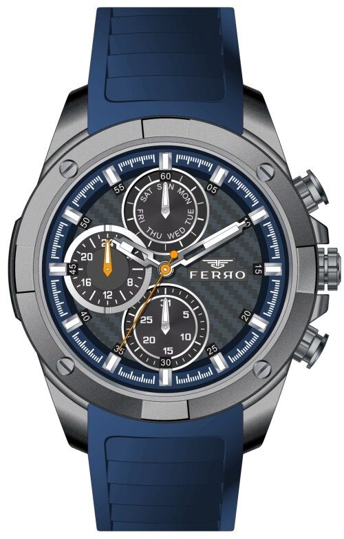 Ferro Lacivert Silikon Kordon Erkek Kol Saati FM31361D-ZD4 Fonksiyonları Aktif 3 ATM Su Geçirmez