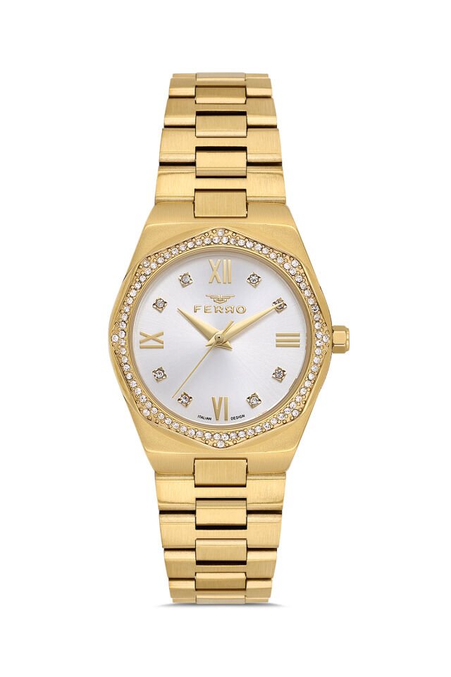 Ferro FL21518AWT-B Quartz Çelik Altın Rengi 30 mm Kadın Kol Saati