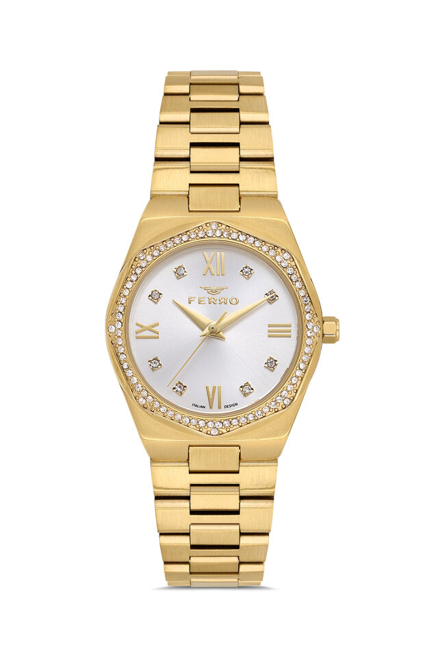 Ferro FL21518AWT-B Quartz Çelik Altın Rengi 30 mm Kadın Kol Saati