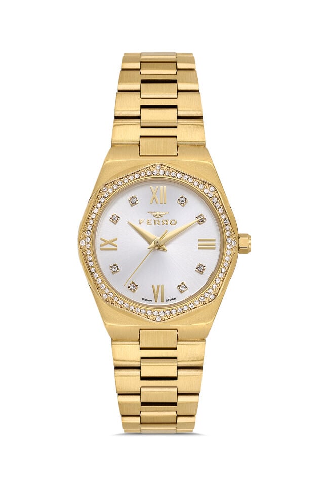 Ferro FL21518AWT-B Quartz Çelik Altın Rengi 30 mm Kadın Kol Saati