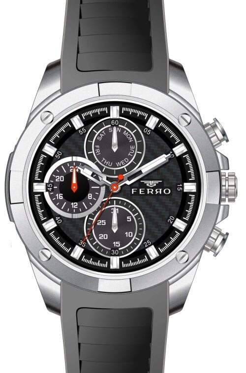 Ferro Siyah Silikon Kordon Erkek Kol Saati FM31361D-J2  Tüm Fonksiyonları Aktif 3 ATM Su Geçirmez