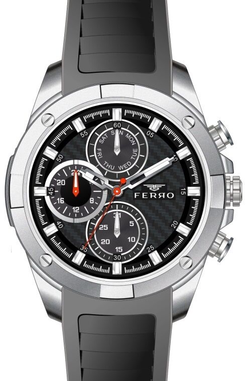 Ferro Siyah Silikon Kordon Erkek Kol Saati FM31361D-J2 Tüm Fonksiyonları Aktif 3 ATM Su Geçirmez