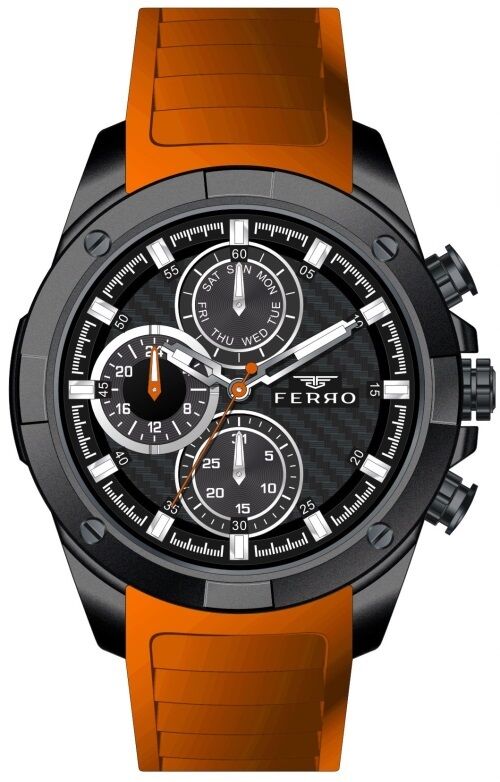 Ferro Turunucu Silikon Kordon Erkek Kol Saati FM31361D-ZL Fonksiyonları Aktif 3 ATM Su Geçirmez