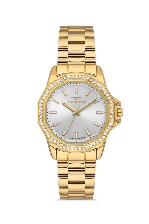 Ferro FL21540AWT-B Quartz Çelik Altın Rengi 32 mm Kadın Kol Saati