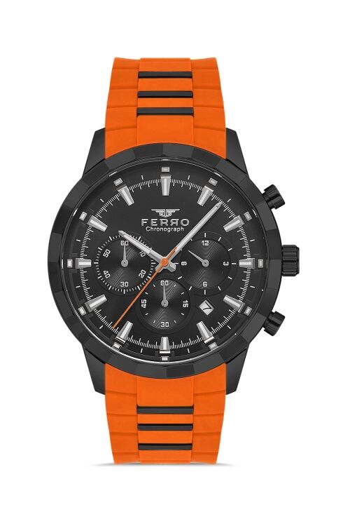 Ferro Turunucu Silikon Kordon Erkek Kol Saati FM31360D-ZL Fonksiyonları Aktif 3 ATM Su Geçirmez