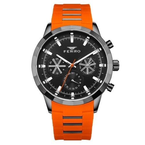 Ferro Turunucu Silikon Kordon Erkek Kol Saati FM31360D-ZL Fonksiyonları Aktif 3 ATM Su Geçirmez