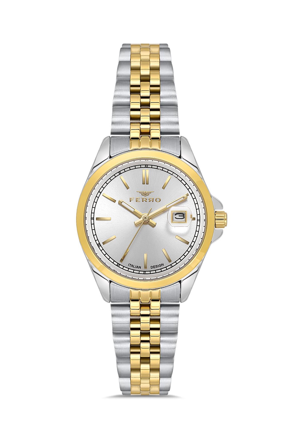 Ferro Gümüş Çelik Kordon Kadın Kol Saati FL21542AWT-D 3ATM Su Geçirmez 2 Yıl Garantili HediyePaketli