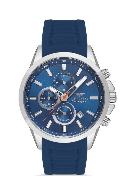 Ferro Lacivert Silikon Kordon Erkek Kol Saati FM31359D-L3 Fonksiyonları Aktif 3 ATM Su Geçirmez