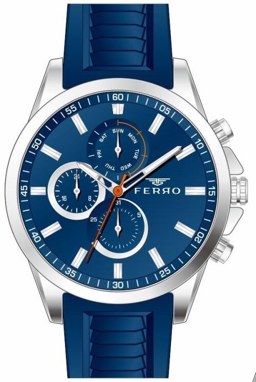 Ferro Lacivert Silikon Kordon Erkek Kol Saati FM31359D-L3 Fonksiyonları Aktif 3 ATM Su Geçirmez