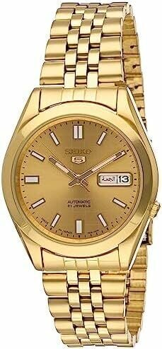 Seiko 5 Japan SNKF90J1 Otomatik Çelik Altın Rengi 10 ATM 39 mm Erkek Kol Saati
