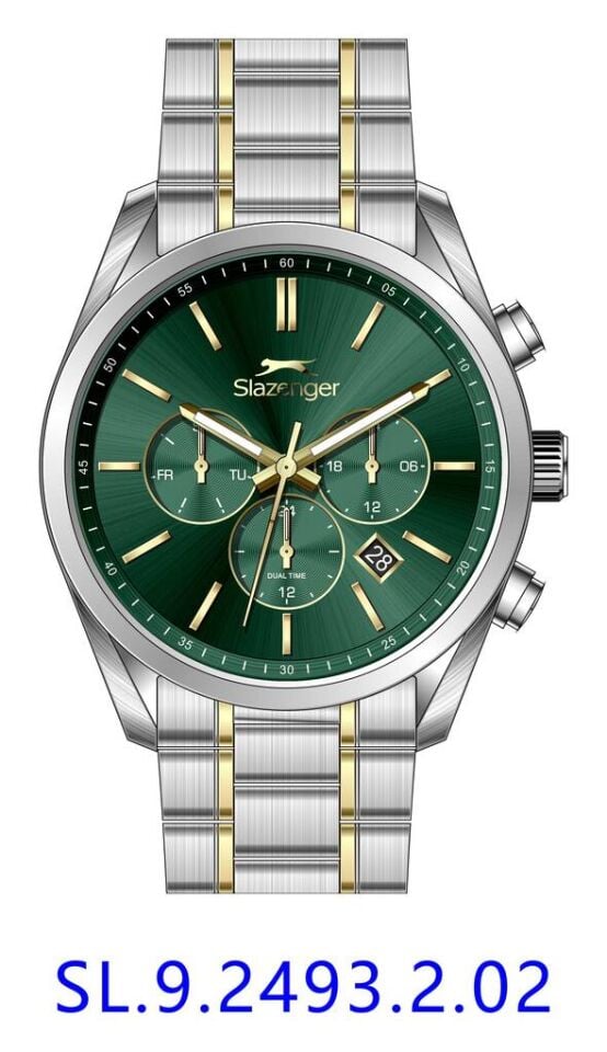 Slazenger SL.09.2493.2.02 Quartz Çelik Altın/Gri Yeşil Kadran 42 mm Erkek Kol Saati