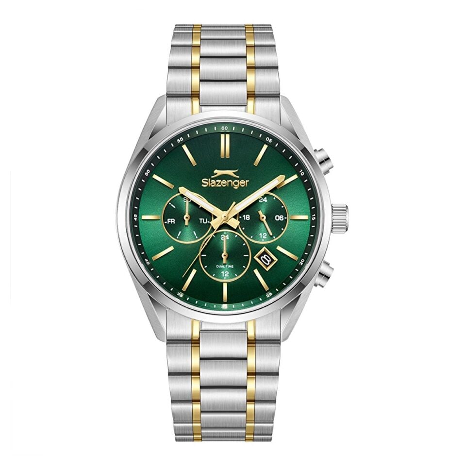 Slazenger SL.09.2493.2.02 Quartz Çelik Altın/Gri Yeşil Kadran 42 mm Erkek Kol Saati
