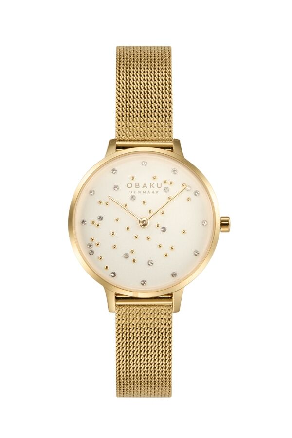 Obaku Denmark V315LXGIMG Quartz Çelik Altın Rengi Safir Cam 32 mm Kadın Kol Saati