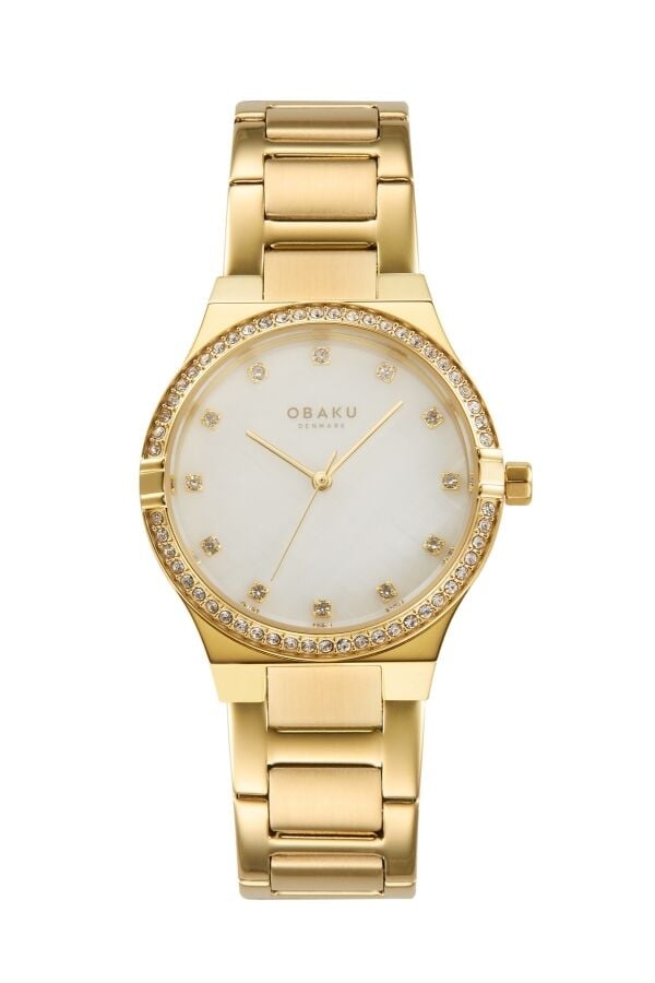 Obaku Denmak V317LEGWSG  Quartz Çelik Altın Rengi Safir 32 mm Kadın Kol Saati