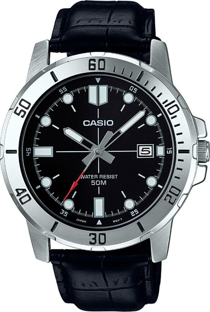 Casio MTP-VD01L-1EVUDF Quartz Deri Siyah 45 mm Erkek Kol Saati