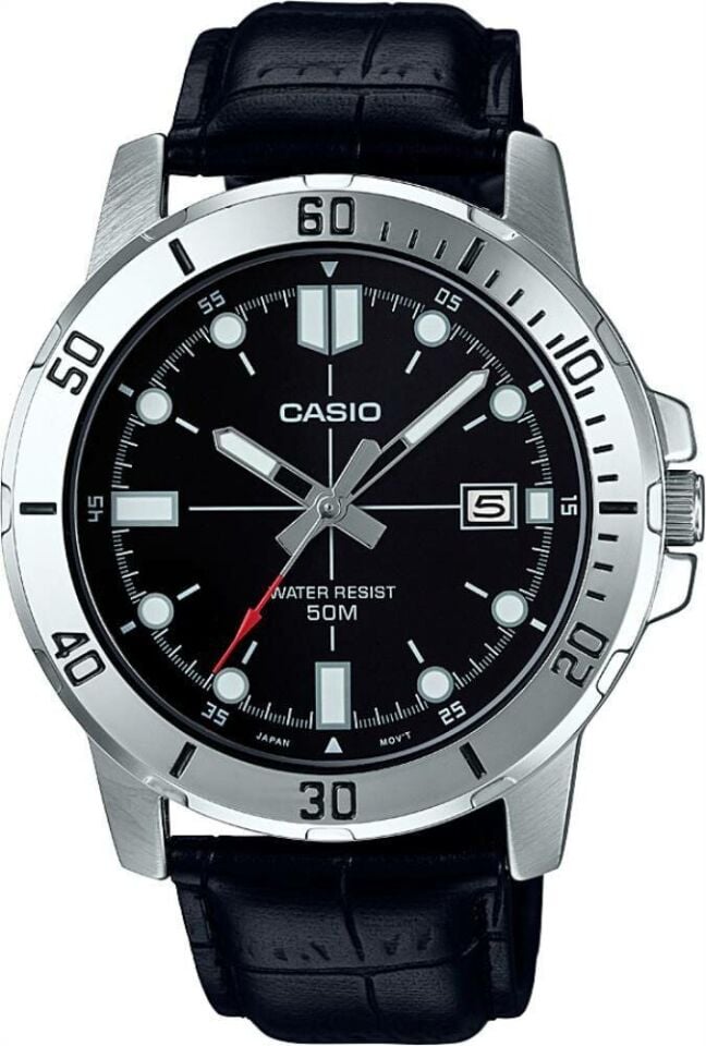 Casio MTP-VD01L-1EVUDF Quartz Deri Siyah 45 mm Erkek Kol Saati