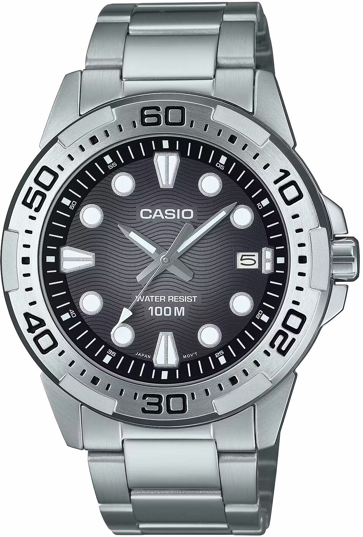 Casio MTD-140D-1AVDF Quartz Çelik Gri Siyah Kadran 10 ATM 44 mm Erkek Kol Saati