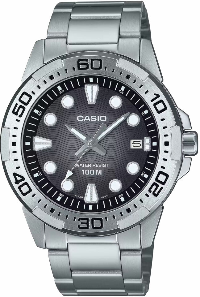 Casio MTD-140D-1AVDF Quartz Çelik Gri Siyah Kadran 10 ATM 44 mm Erkek Kol Saati