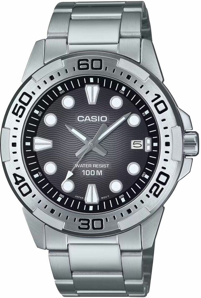 Casio MTD-140D-1AVDF Quartz Çelik Gri Siyah Kadran 10 ATM 44 mm Erkek Kol Saati