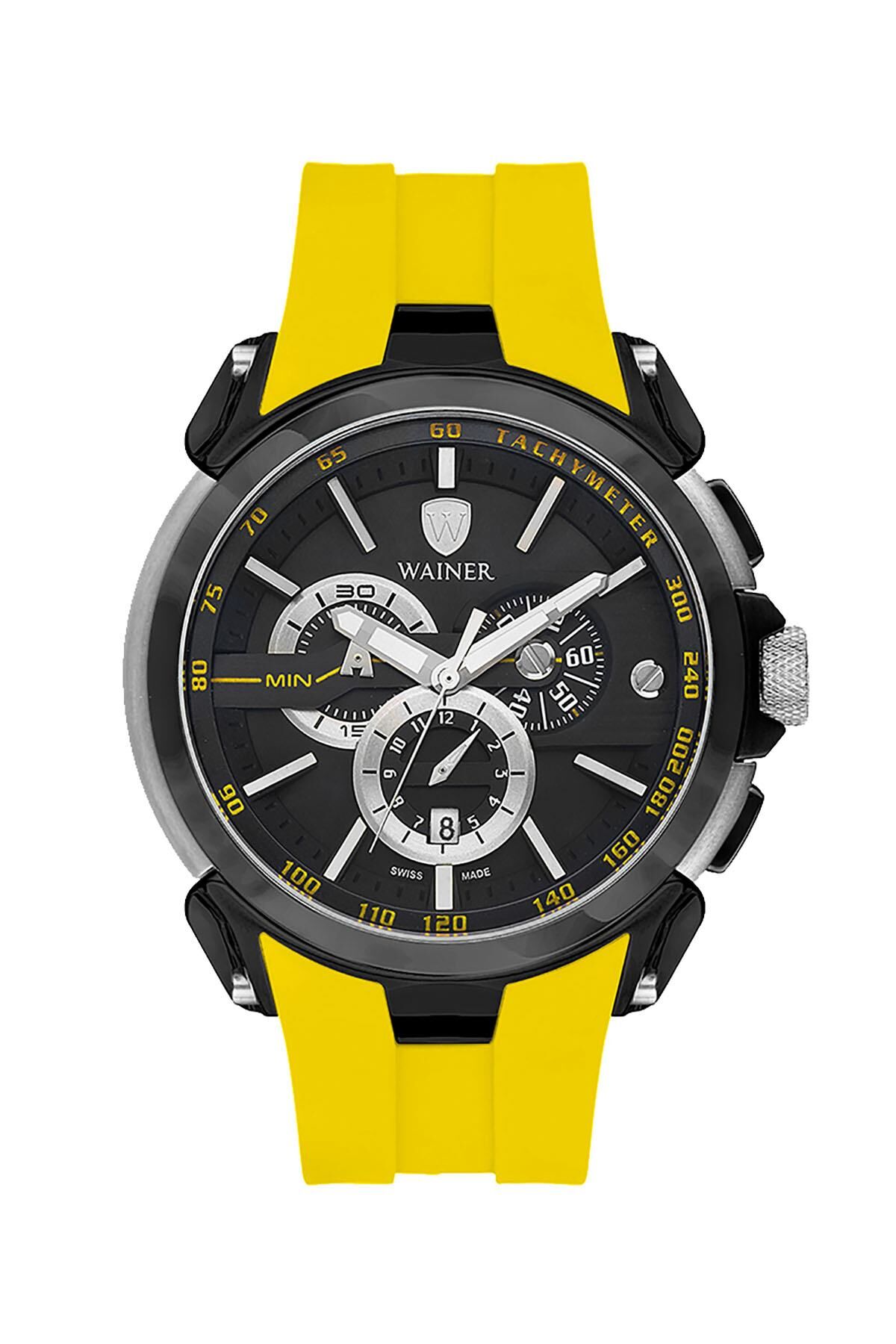 Wainer Swiss Made WA.16910-E Quartz Silikon Sarı 48 mm Erkek Kol Saati