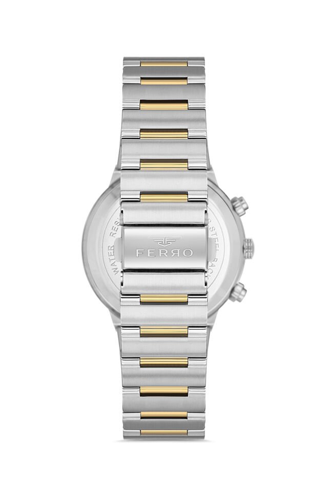Ferro FM11521AWT-D2 Quartz Çelik Altın/Gri Siyah Kadran 43 mm Erkek Kol Saati