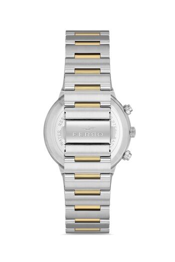 Ferro FM11521AWT-D2 Quartz Çelik Altın/Gri Siyah Kadran 43 mm Erkek Kol Saati