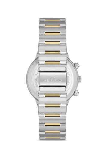 Ferro FM11521AWT-D2 Quartz Çelik Altın/Gri Siyah Kadran 43 mm Erkek Kol Saati