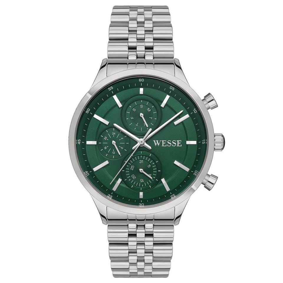 Wesse WWG207405 Quartz Çelik Gri Yeşil Kadran 43 mm Erkek Kol Saati