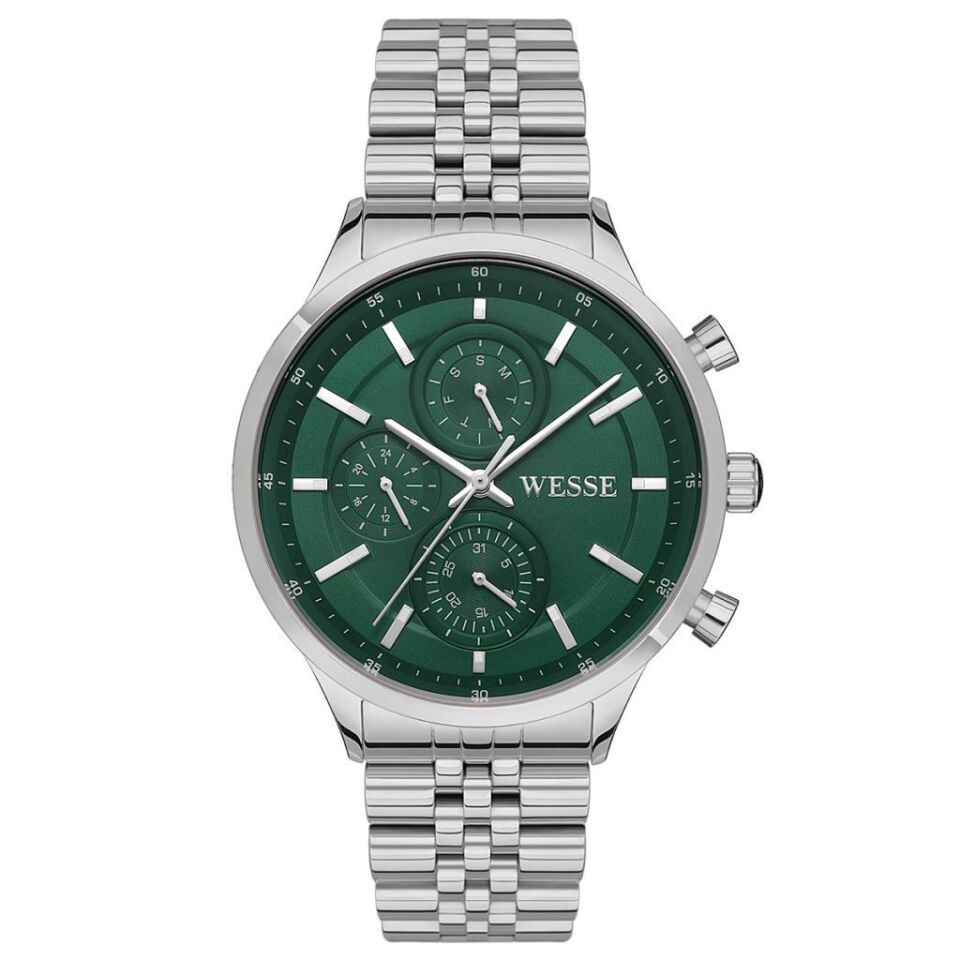 Wesse WWG207405 Quartz Çelik Gri Yeşil Kadran 43 mm Erkek Kol Saati