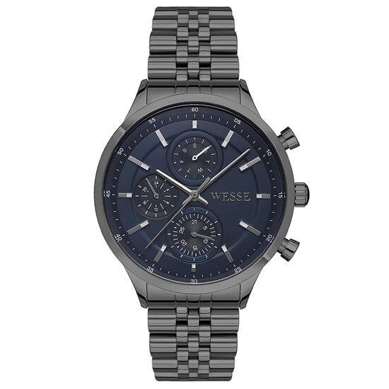 Wesse WWG207406 Quartz Çelik Füme Lacivert Kadran 43 mm Erkek Kol Saati