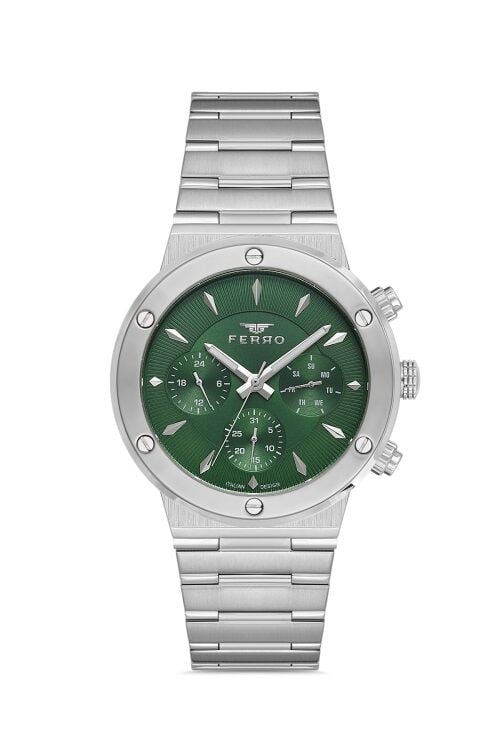 Ferro Gümüş Çelik Kordon Erkek Kol Saati FM11521AWT-A6 Fonksiyonları Aktif 3ATM Su Geçirmez