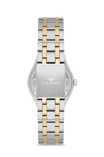Ferro Quartz Çelik Altın/Gri 35 mm Kadın Kol Saati