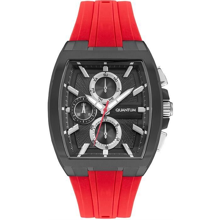 Quantum HNG997.068 Quartz Silikon Kırmızı 43 mm Erkek Kol Saati