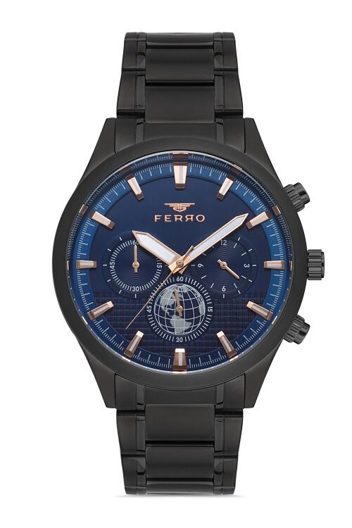 Ferro Gri Çelik Kordon Erkek Kol Saati FM11215A-V3 Fonksiyonları Aktif 3ATM SuGeçirmez HediyePaket