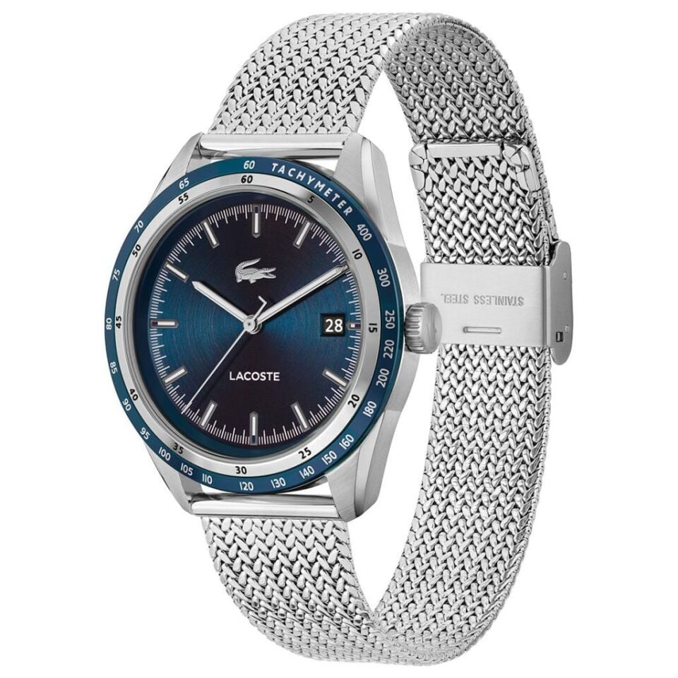 Lacoste 2011294 Quartz Hasır Gri Mavi Kadran 40 mm Erkek Kol Saati