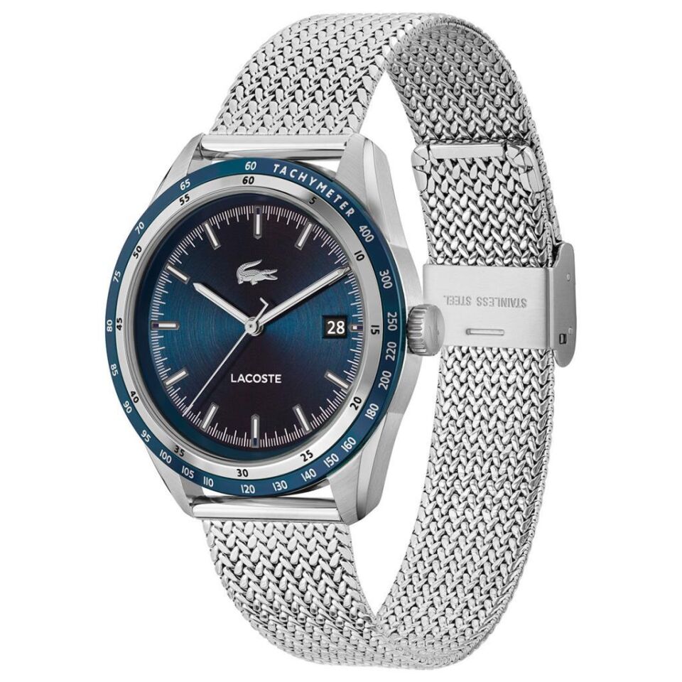 Lacoste 2011294 Quartz Hasır Gri Mavi Kadran 40 mm Erkek Kol Saati