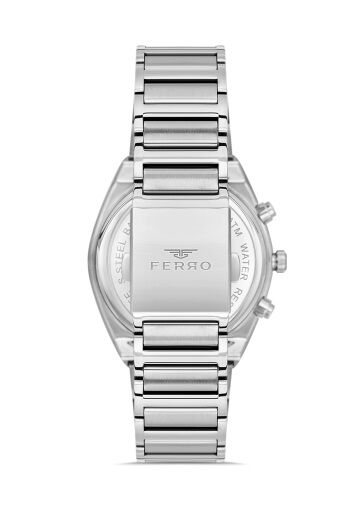 Ferro Gümüş Çelik Kordon Erkek Kol Saati FM11451A-A15 Fonksiyonları Aktif 3ATM Su Geçirmez